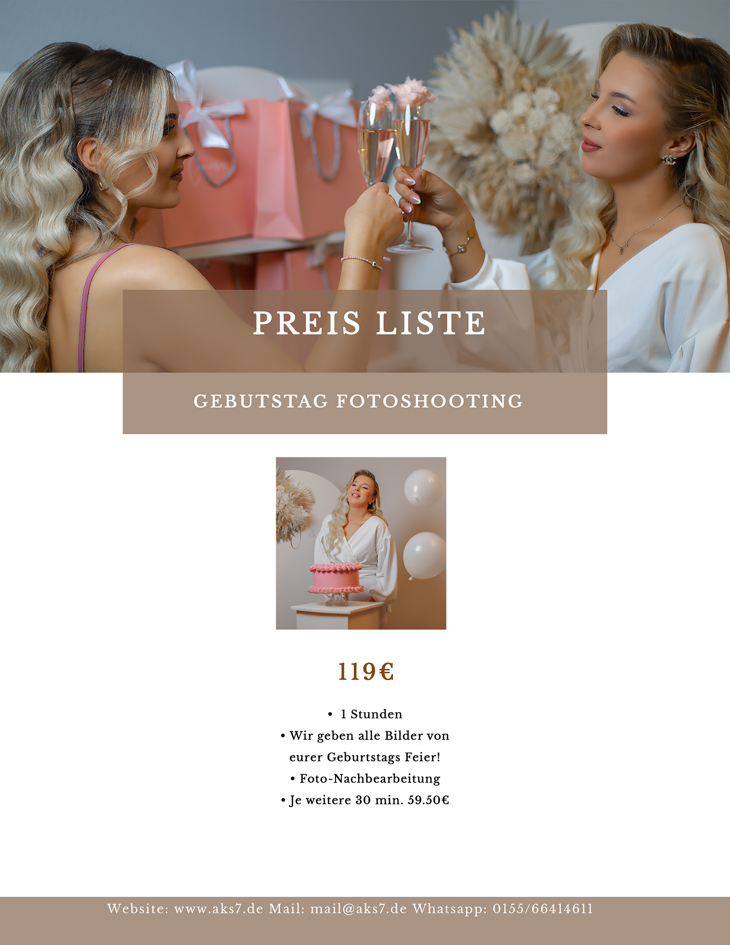 Geburtstags-Fotoshooting Preisliste